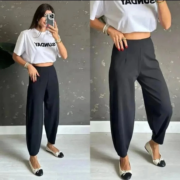 Kadın Krep Kumaş Balon Pantolon ürün görseli 1