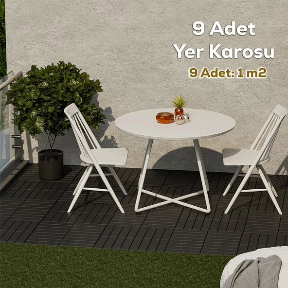 Porsima 1066 Bahçe Balkon Teras Zemin Paspası Banyo Paspası 9lu Dış Mekan Karosu Antrasit ürün görseli 1