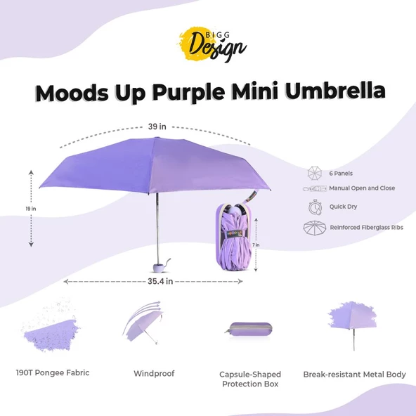 Biggdesign Moods Up Mor Mini Şemsiye - Resim 9