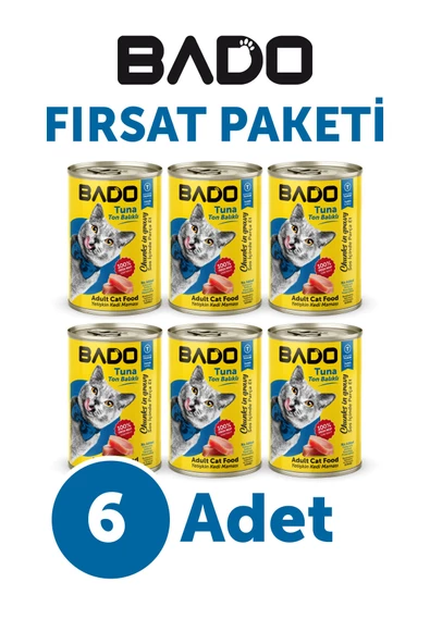 Bado Yetişkin Yaş Kedi Maması Ton Balıklı 400GR 6Lı ürün görseli 1