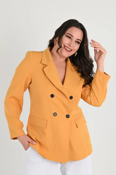 Kadın Astarlı Büyük Beden Blazer Ceket 0101-1 ürün görseli 1