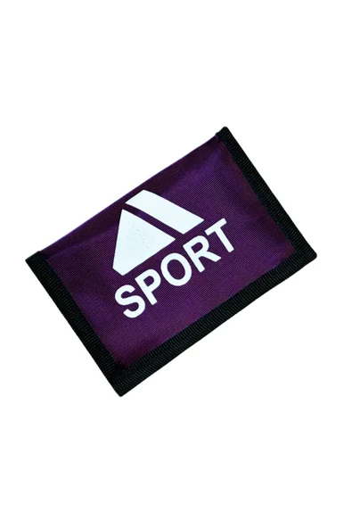 Bez Cüzdan Cırt Cırtlı Kapak Fermuarlı Para Bölme İnterpeks Kumaş Sport Baskılı Bordo ürün görseli 1