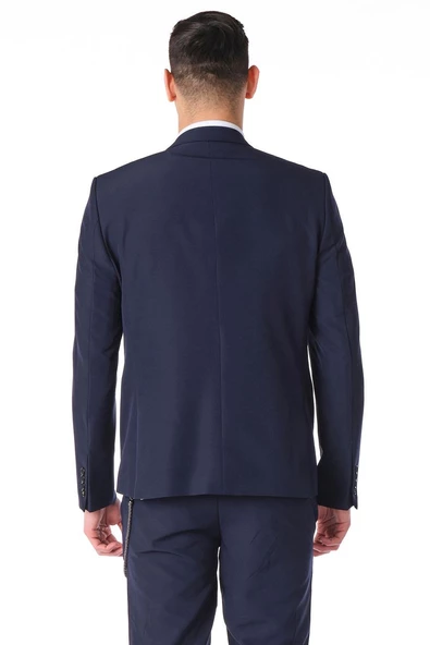 CEKMON Erkek Regular Fit Zincir Detaylı Blazer Rahat Klasik Ceket - Resim 8