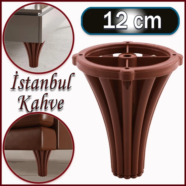 İstanbul Konsol Mobilya Kanepe Koltuk Tv Ünitesi Baza Ayağı Orta Sehpası Ayak Ayakları 12 cm Kahve ürün görseli 1