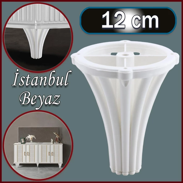 İstanbul Konsol Mobilya Kanepe Koltuk Tv Ünitesi Baza Ayağı Orta Sehpası Ayak Ayakları 12 cm Beyaz ürün görseli 1