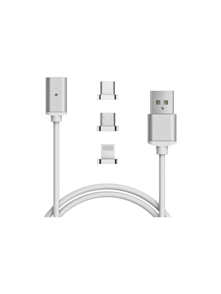 Iphone Lightning Samsung Micro Usb Type C Mıknatıslı Şarj Kablosu - Resim 2
