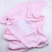 Triko İşlemeli Battaniye  42518-1 Pembe thumbnail 2