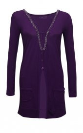 Janset Moda PB-TH5001 Bayan Mor Hırka thumbnail 2