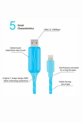Doppler I-Cable Micro USB Işıklı, Mavi , Şarj Kablosu thumbnail 2