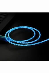 Doppler I-Cable Micro USB Işıklı, Mavi , Şarj Kablosu thumbnail 3