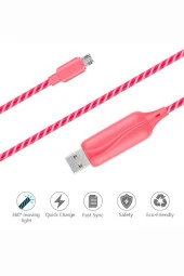 Doppler S-Cable Micro USB Işıklı, Pembe, Şarj Kablosu thumbnail 1