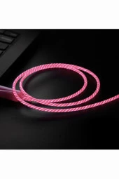 Doppler S-Cable Micro USB Işıklı, Pembe, Şarj Kablosu thumbnail 2