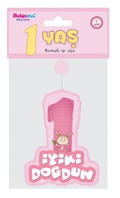 1 İYİKİ DOĞDUN ASMALI İP SÜS PEMBE thumbnail 2