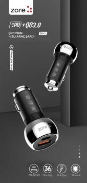 Zore ZR-C1 Type-C 2 in 1 Araç Şarj Seti thumbnail 7
