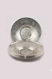 Orijinal İşlemeli Bakır Çay Tabağı 6 Adet thumbnail 3