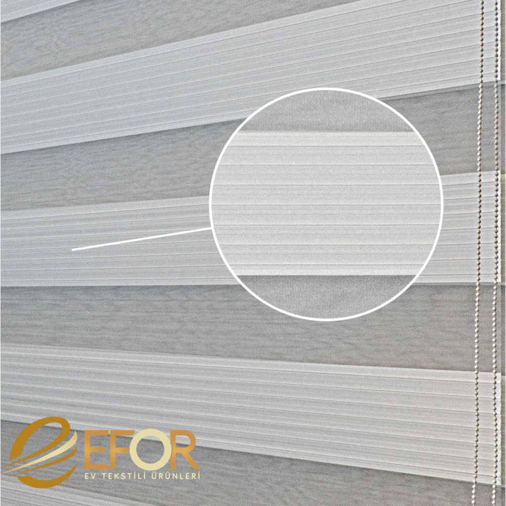 Ekru Rengi Geniş Pileli Polyester Zebra Perde thumbnail 1