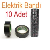10 Adet - Elektrik Bandı Siyah - izole PVC Elektrik Bandı Bant thumbnail 2