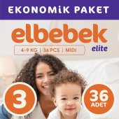 ELBEBEK ELİTE BEBEK BEZİ 3 NUMARA MİDİ 36 ADET thumbnail 1