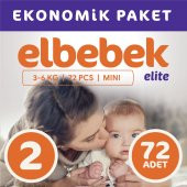 ELBEBEK ELİTE BEBEK BEZİ 2 NUMARA MİNİ 72 ADET thumbnail 1