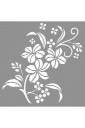 Çiçek Desen Stencil Boyama şablonu 30x30 cm, Duvar Stencil, Fayans Stencil, Mobilya Stencil thumbnail 3