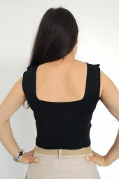 Crop Bluz Kare Yaka Triko thumbnail 4