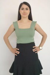 Crop Bluz Kare Yaka Triko thumbnail 5