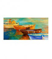 Boats 5 Parça Kanvas Tablo 135X85 Cm thumbnail 1