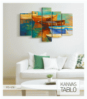 Boats 5 Parça Kanvas Tablo 135X85 Cm thumbnail 3