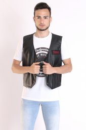 Redpoint Suni Deri Biker Yelek Nakışlı thumbnail 2