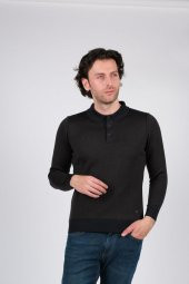 Çizgi Triko Erkek Triko Kazak Polo Yaka Kışlık Battal Boy Cep Detaylı Kol ve Bel Lastikli 6XL - 7XL - 8XL thumbnail 2