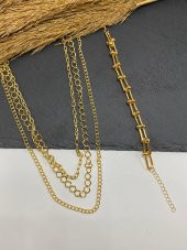 3'Lü Set Zincir Kolye Tiffany Bileklik Seti thumbnail 3