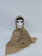 Desenli Keten Şal Krem B047-106 thumbnail 1