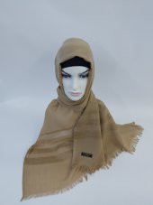 Desenli Keten Şal Krem B047-106 thumbnail 2