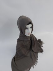 Desenli Keten Şal Vizon B047-121 thumbnail 3