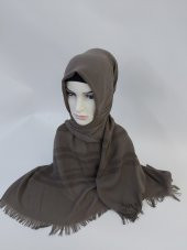 Desenli Keten Şal Vizon B047-121 thumbnail 4