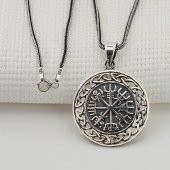 Vegvisir Pusulası Denizci Gümüş Kolye thumbnail 1
