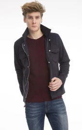 Erkek Slim Fit İçi Astarsız Cepli Baharlık Süet Kısa Mont thumbnail 1