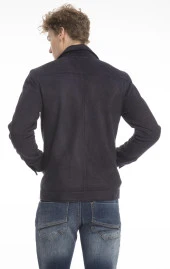 Erkek Slim Fit İçi Astarsız Cepli Baharlık Süet Kısa Mont thumbnail 4