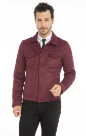 Erkek Slim Fit İçi Astarsız Cepli Baharlık Süet Kısa Mont thumbnail 6