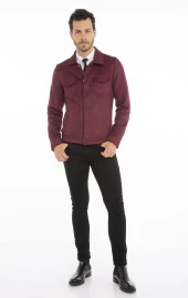 Erkek Slim Fit İçi Astarsız Cepli Baharlık Süet Kısa Mont thumbnail 9