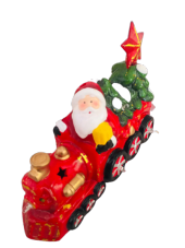 YILBAŞI SERAMİK FİGÜR IŞIKLI TRENLİ NOEL BABA YILDIZLI thumbnail 1