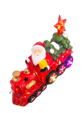 YILBAŞI SERAMİK FİGÜR IŞIKLI TRENLİ NOEL BABA YILDIZLI thumbnail 2