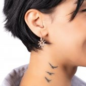 Güneş Model Rose Rengi Gümüş Küpe thumbnail 2