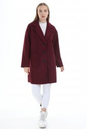 Kadın İthal İtalyan Model Bordo Kaban 16128 thumbnail 1