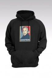 Albert Einstein 46 Siyah Kapşonlu Sweatshirt - Hoodie thumbnail 1