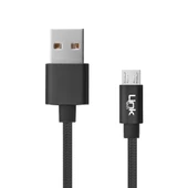 LinkTech K571 Micro USB Data/Şarj Kablosu Örgü Metal Başlı 3mt thumbnail 2