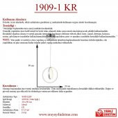 Eray Aydınlatma 1909-1 Krom Tekli Led Avize thumbnail 3