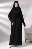 Tek Parça Namaz Elbisesi - Siyah - 5015 thumbnail 7