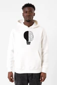 Lightbulb & Brain Beyaz Erkek 3ip Kapşonlu Sweatshirt thumbnail 1