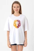 Sarı Kırmızı Leon Beyaz Kadın Oversize Tshirt thumbnail 1